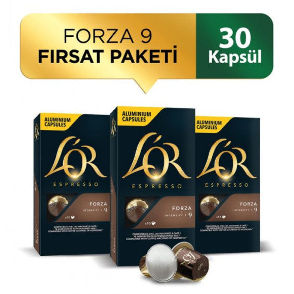 LOR - Forza - Intensity 9 - Nespresso Compatible Capsule Coffee Opportunity Package 10 x 3 Packs (30 Pieces)