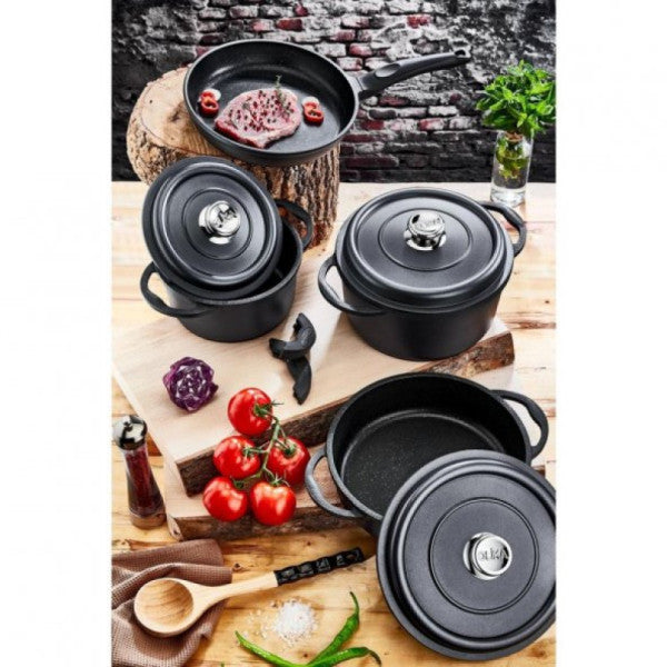 Olika Palladium Premium 7 Piece Cast Iron Cookware Set Black Dts Pre704