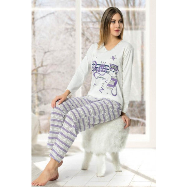 Female Cat Piaff-Printed Pajama Outfit Pi0082