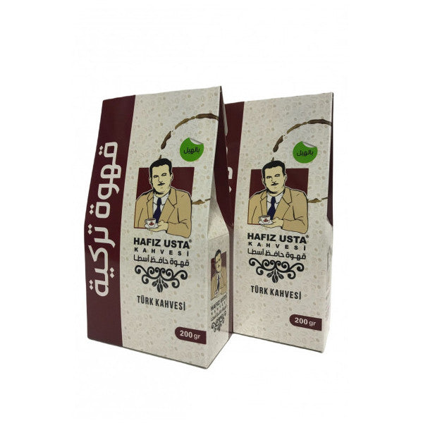 Hafiz Usta Coffee - Turkish Coffee with Cardamom Ground Very Roasted 200Gr X2