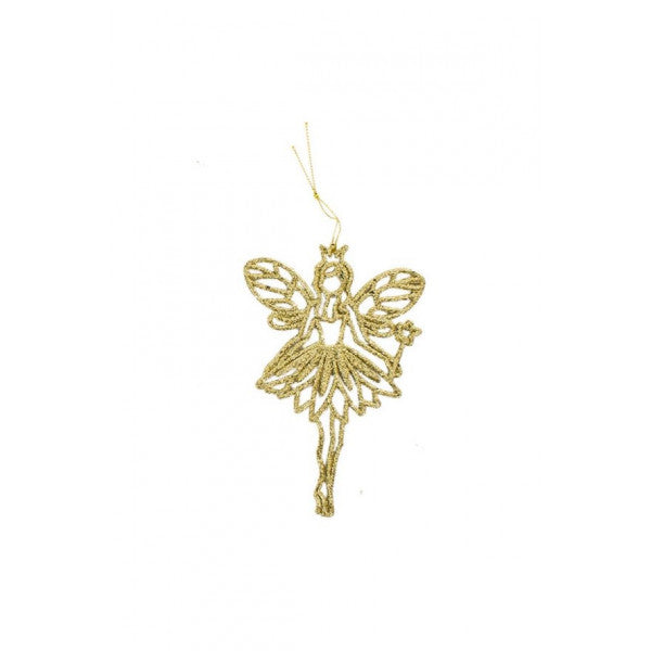 Glitter Gold Hanging Ornament 14 Cm Angels 6 Li