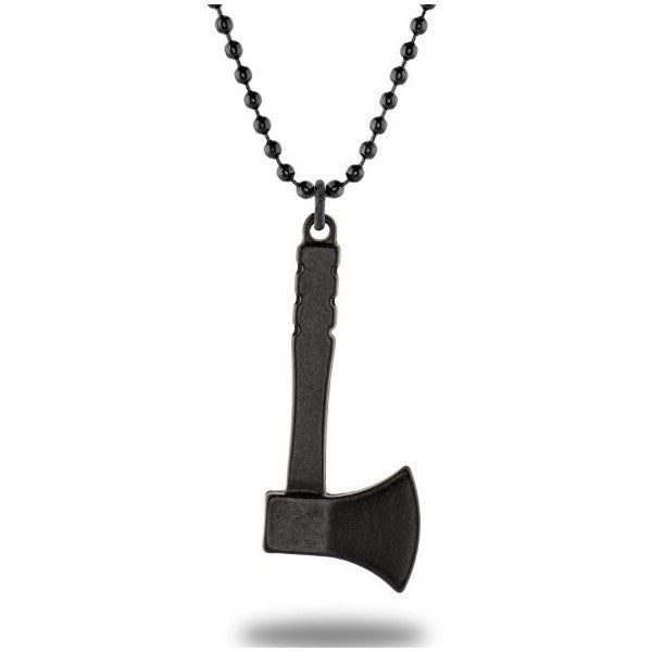 Matte Black Lumberjack Ax Necklace - CAZ0237
