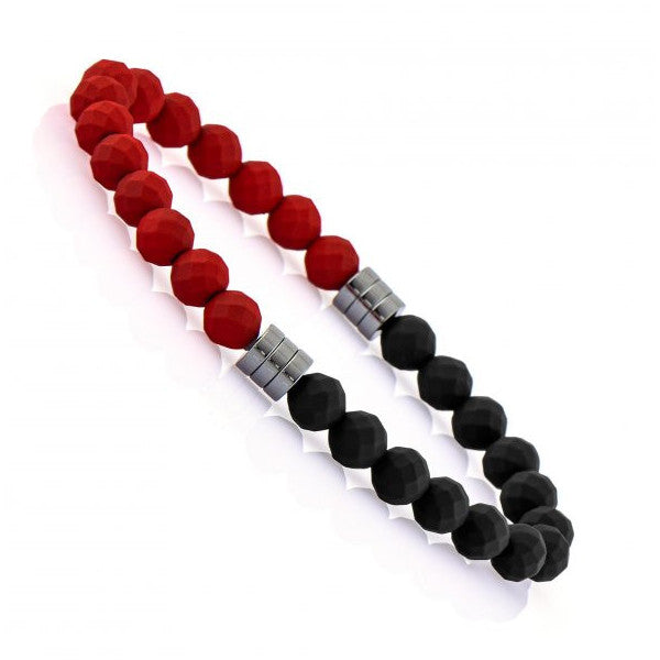Red Hematite and Onyx Natural Stone Bracelet - TAŞ0266