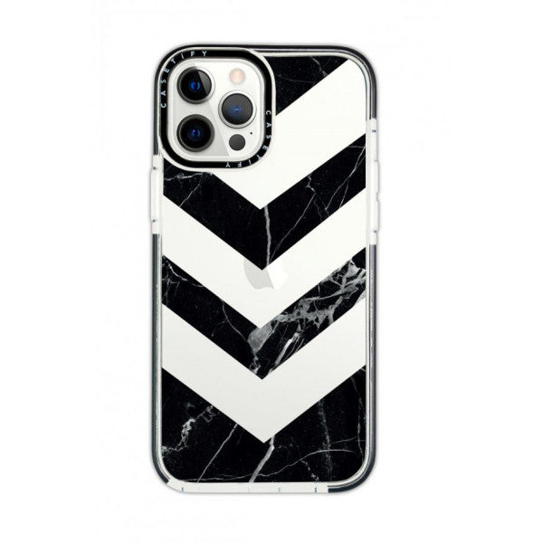 iPhone 11 Pro Casetify Marble Triangle Patterned Anti Shock Premium Silicone Phone Case with Black Edge Detail