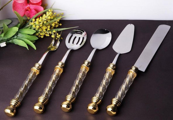 Glass Handled Serving Spoon Set 5 Pieces