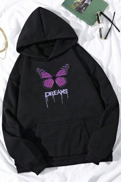 Unisex Oversize Dream Butterfly Printed Sweatshirt