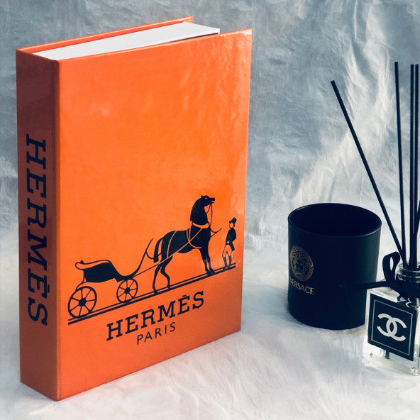 HERMES OPENABLE DECORATIVE BOOK BOX ORANGE