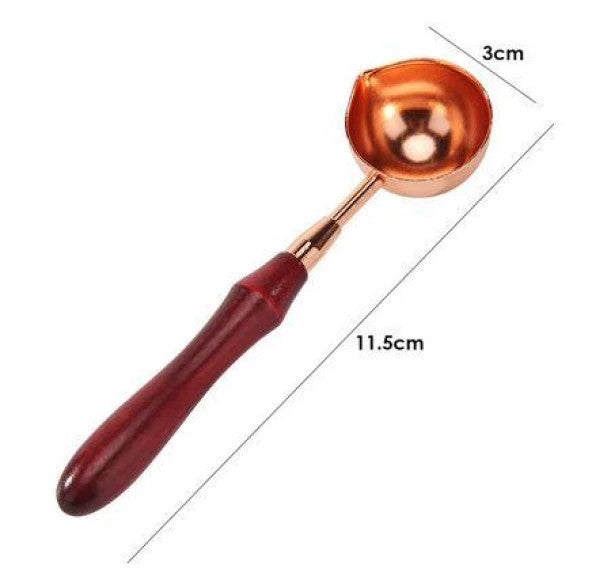 Retro Wax Seal Melting Spoon Rose Gold With Wooden Handle