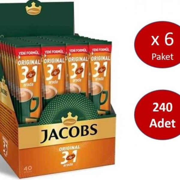 Jacobs 3 in 1 240 Coffee Sticks (40 x 6 Packs)