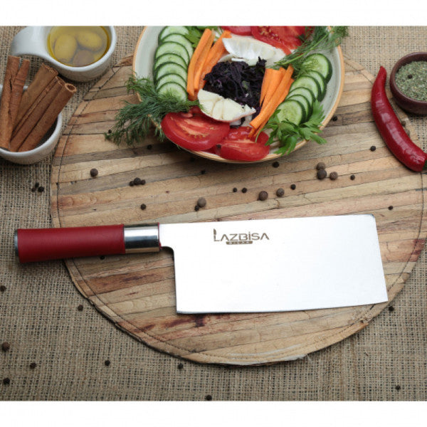 Lazbisa Kitchen Knife Set Meat Bone Vegetable Bread Fruit Chef Knife ( Chinese Line ) Red Craft Series