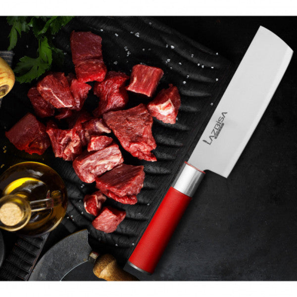 Lazbisa Kitchen Knife Set Meat Vegetable Bread Fruit Chef Knife ( Nakiri ) Red Craft Series