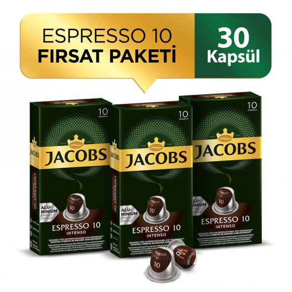 Jacobs Espresso 10 Intenso Capsules Coffee 30 Capsules