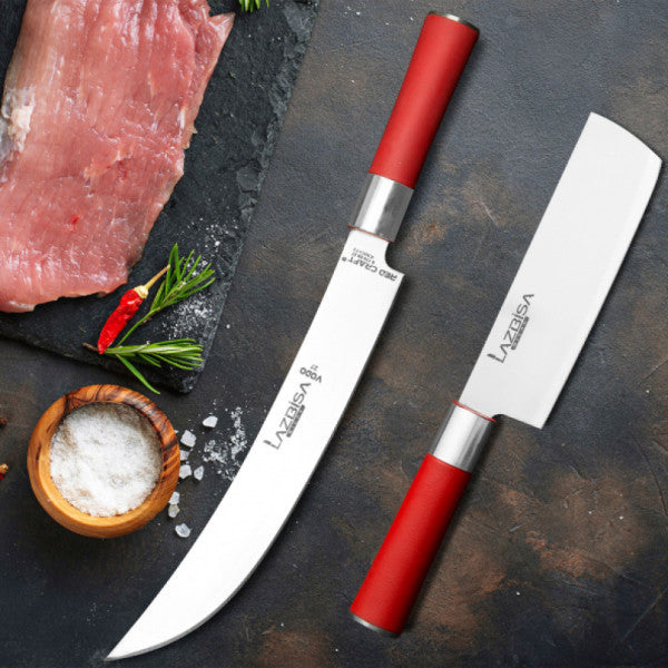 Lazbisa Kitchen Knife Set Meat Butcher Mince Fish Vegetable Fruit Chef Knife Vodo Nakiri Set of 2