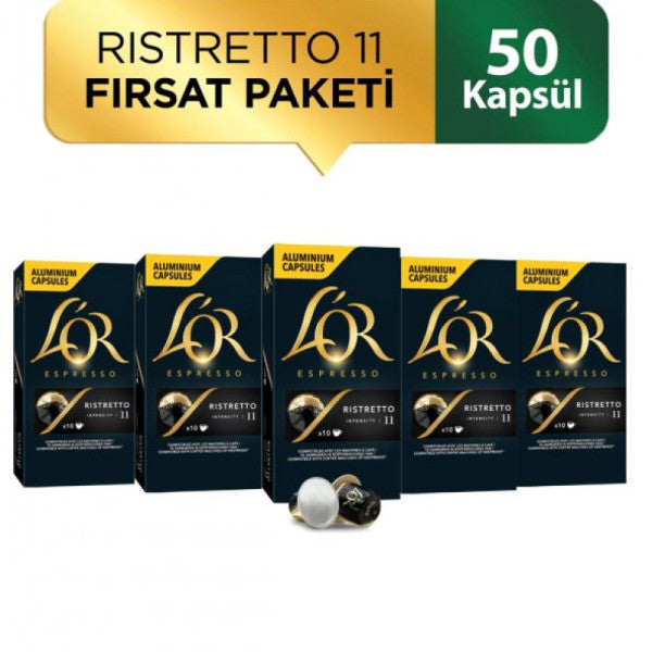 Curd - Ristretto - Intensity 11 - Nespresso Compatible Capsule Coffee Opportunity Package 10 X 5 Packages (50 Pieces)