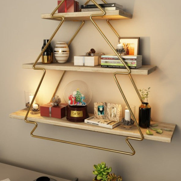 Bino Organizer Organizer Kitchen Shelf Bathroom Shelf Solid Living Room Wall Shelf Gold Wood Tree Model