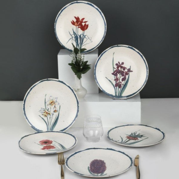 Keramika Anatolian Flowers Serving Plate 25 Cm 6 Pieces - 20256/61