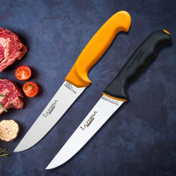 Lazbisa Kitchen Knife Set Meat Butcher Vegetable Platinum Gold Set of 2