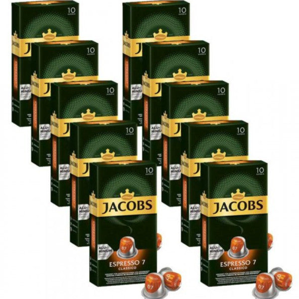 Jacobs Espresso 7 Classico Capsule Coffee 10 X 10 Pack (100 Pieces) Nespresso Compatible