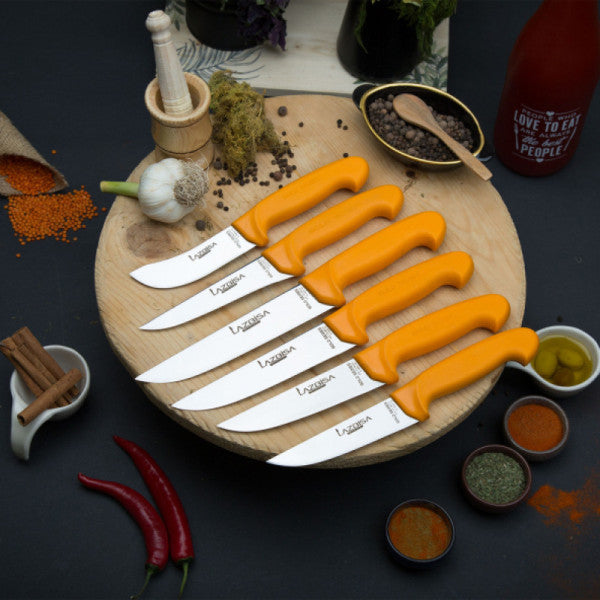 Lazbisa Kitchen Knife Set Meat Butcher Knife Gold Series 6 Pcs Set ( Y-S-0-1-2-3)