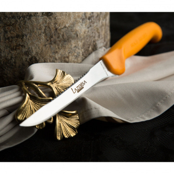 Lazbisa Kitchen Knife Set Top Serrated Fillet Knife Gold Series 6 Pcs