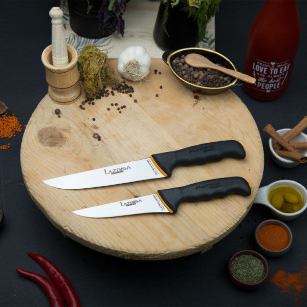 Lazbisa Kitchen Knife Set Meat Butcher Vegetable Special Production Platinum Series Set of 2