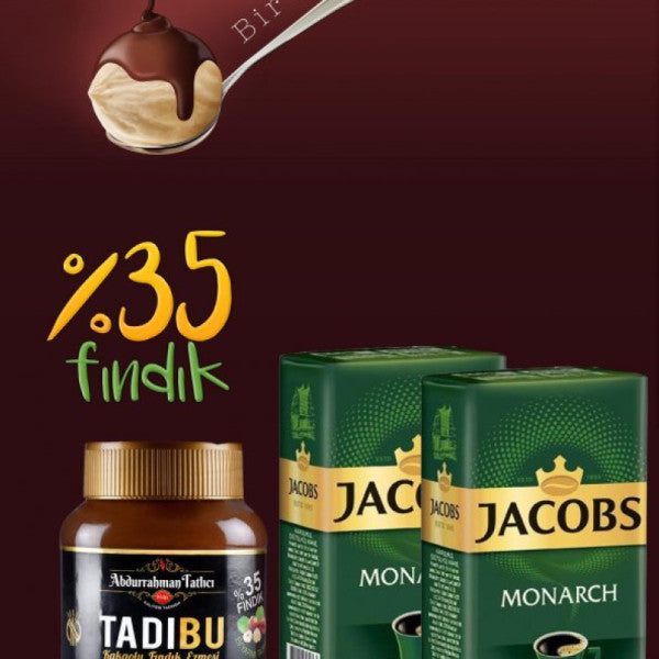 Jacobs Monarch Filter Coffee 2 x 500 gr + Tadıbu Cocoa Hazelnut Paste 330 gr