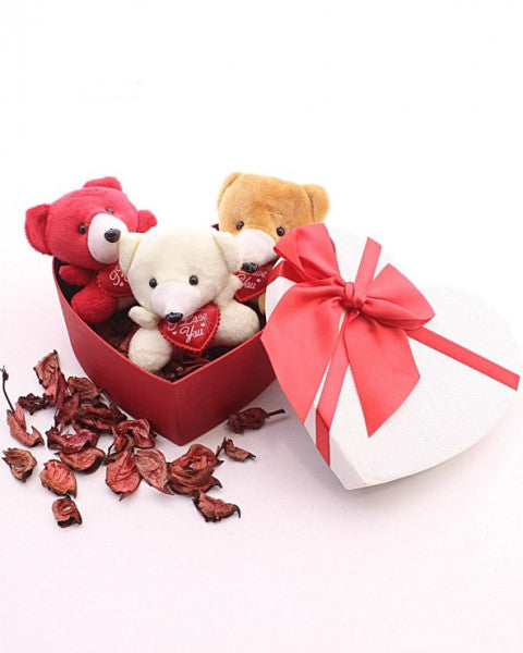 Mini Bears in a Heart Box Gift Set as a Gift for Lovers