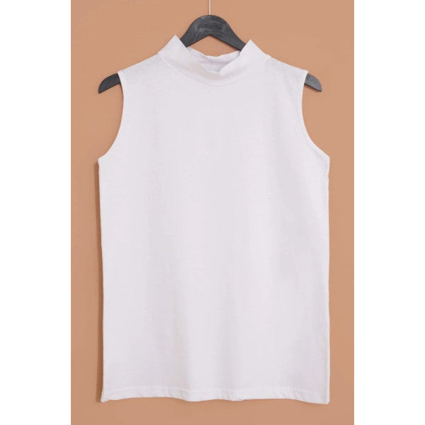 Turtleneck Sleeveless White Blouse