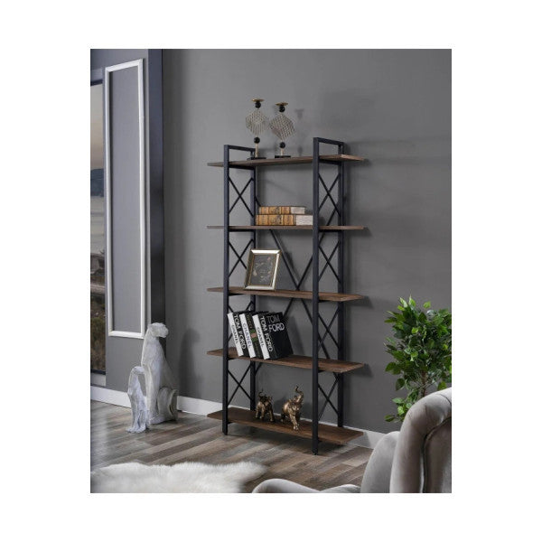 Evdesa Metal Bookcase Decorative Shelf Home Office Shelf Book File Shelf 5 Shelves Baroque