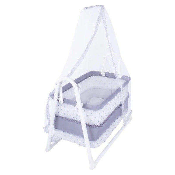 Chubby Baby Luxury Rocking Tulle Portable Basket Cradle Gray