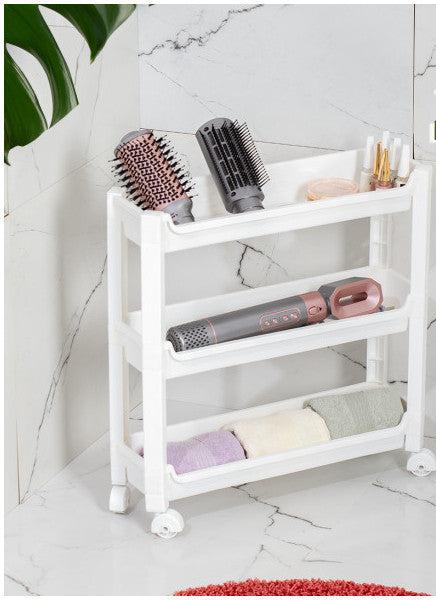 Porsima Rafty-65-1 3-Storey Organizer On Wheels - 46.5 X 14.5 X 48 Cm Movable Shelf - White