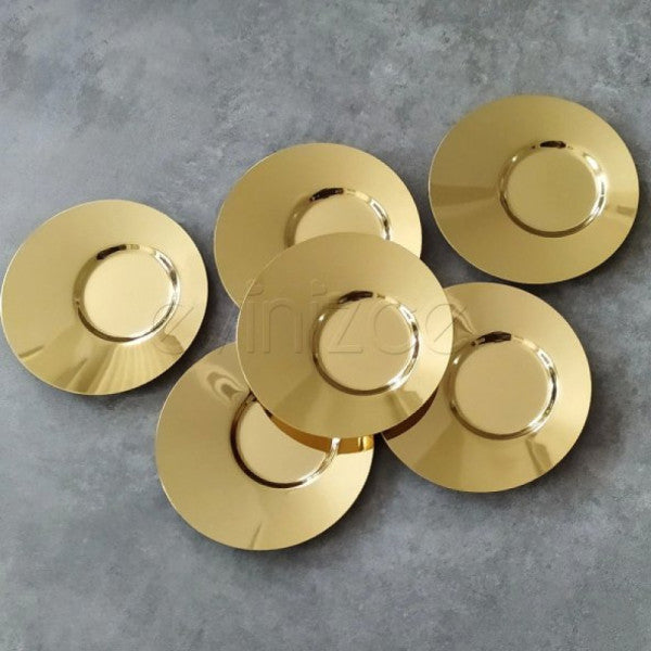 Tiamo Moon Asymmetrical Stainless Gold Steel Tea Plate - 6 Pieces