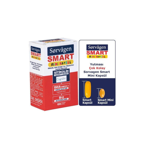 Sorvagen Smart Mini Capsule Citicoline, Dha Omega 3 And B12 - 60 Capsules