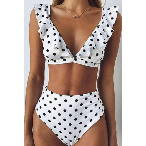 Angelsin Polka Dot Bikini Set White