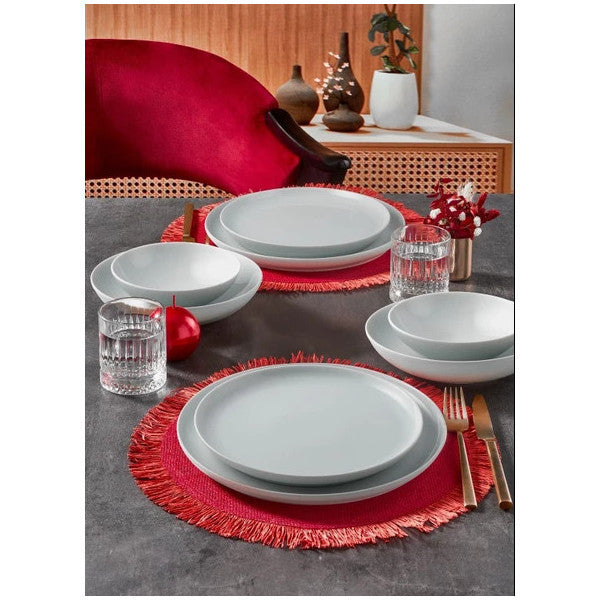 Gural Porcelain Bilbao 24 Piece White Dinner Set For 6 People