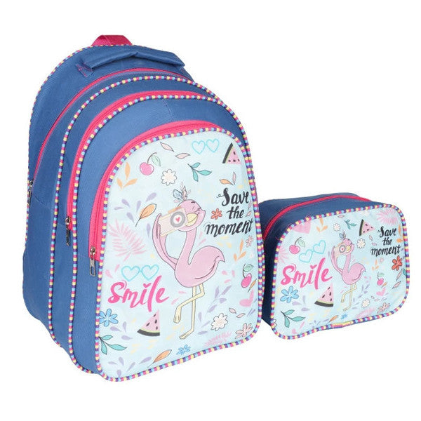 Relaxion Navy Blue Stork Primary School Bag With Lunch Box 1112-6