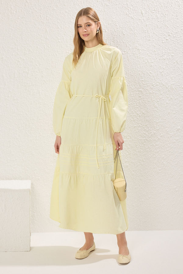 Trendyol Modest Women's Yellow Straight Long Long Casual/daily Relaxed Hijab Dress