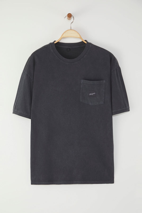 Man Men's Grey Slogan Short Oversized T-Shirt