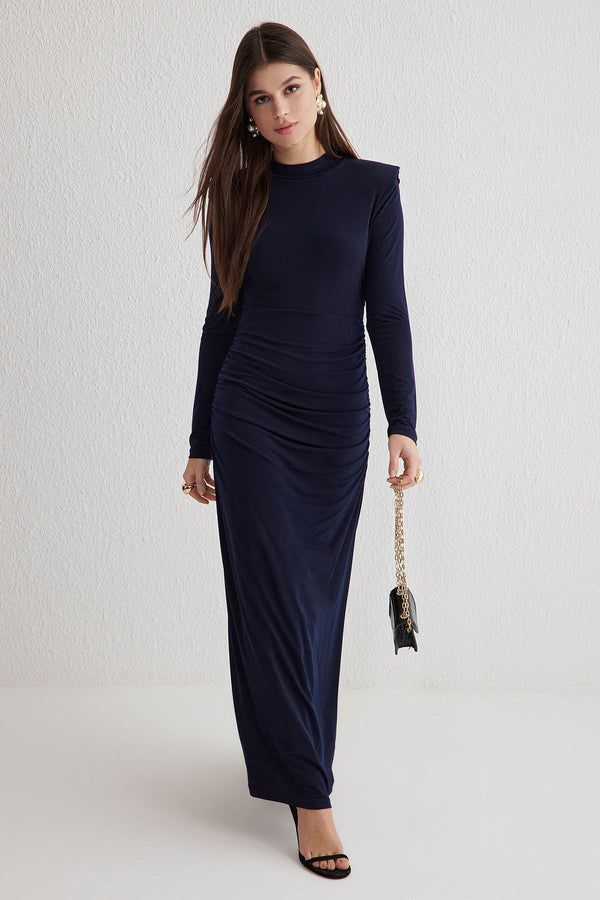 Trendyol Modest Women's Navy Blue Plain Maxi Long Stylish/night Regular Modest Evening Dresses