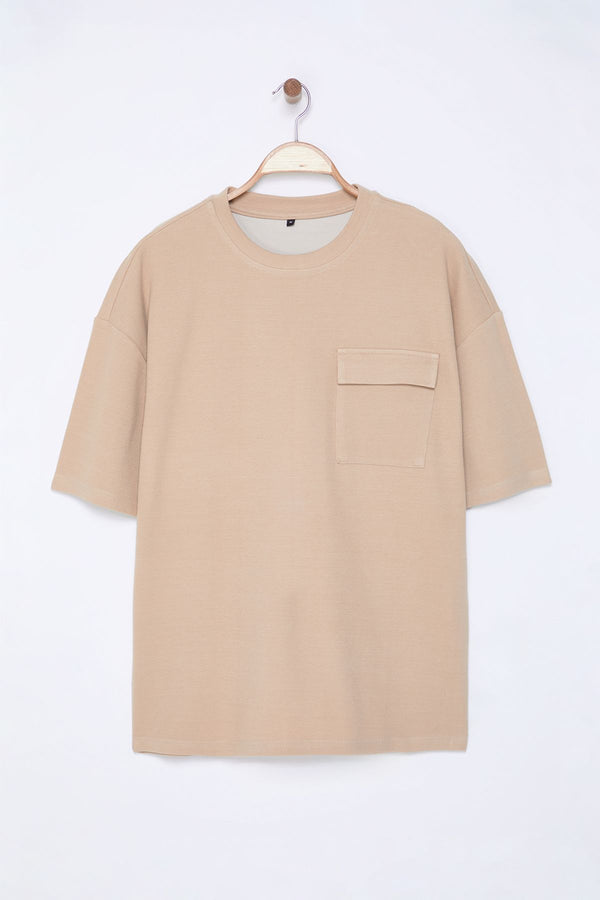 Man Beige T-Shirt
