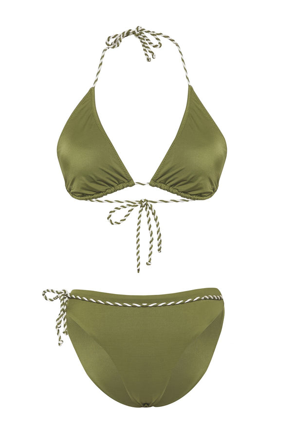 Trendyolmilla Women's Khaki Plain Removable Cup Bikini Set