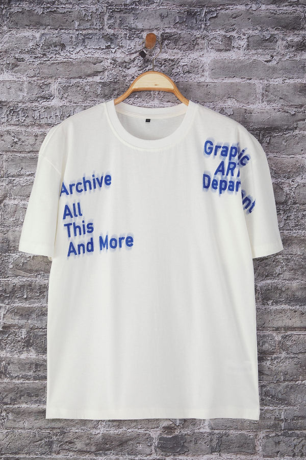 Man Men's Ecru Slogan Short Oversized T-Shirt