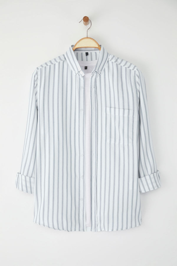Man Men's Striped Long Regular Shirt