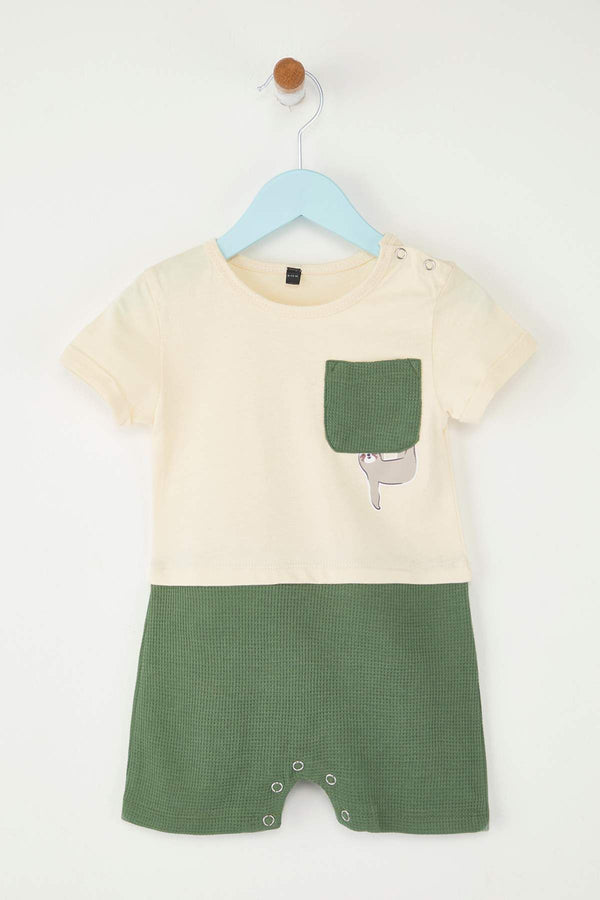 kıds Boys Gray Animal Print Short Casual/daily Regular Overalls