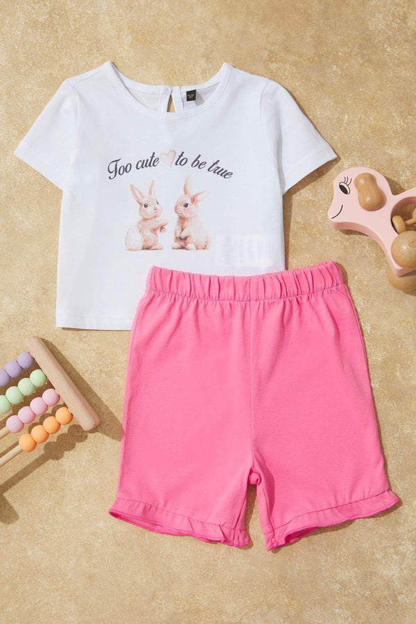 kıds Girls Printed Short Casual/daily Regular Two Piece Sets