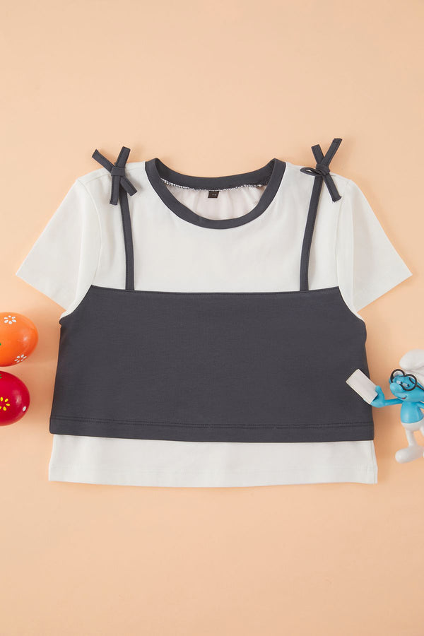 kıds Girls Ecru Straight Short Regular T-Shirt