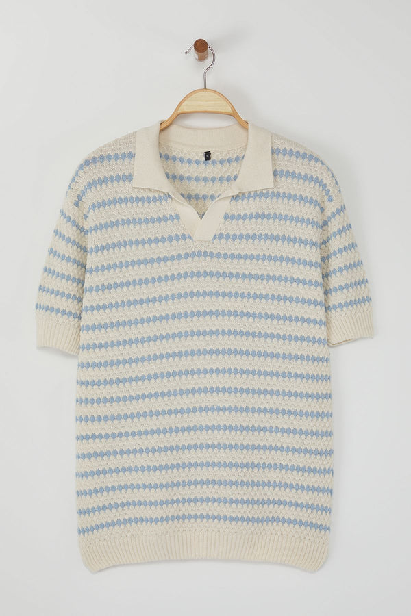 Man Men's Striped Short Regular Polo T-Shirt