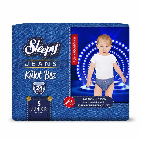 Sleepy Super Double Deal Package (Jeans Panties Diaper Size 5, 24 Pcs + Swimsuit Panties Diaper Size 5, 17 Pcs)