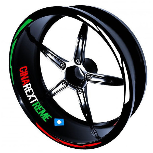 Italy Design Green White Red Italian Rim Stripe Sticker Çınar Extreme