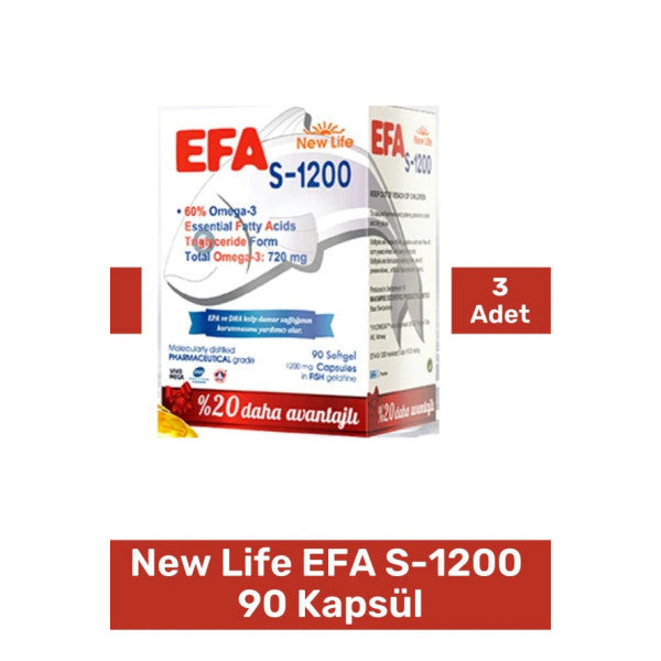 New Life Efa S-1200 Omega-3 90 Capsules - 3 Pieces